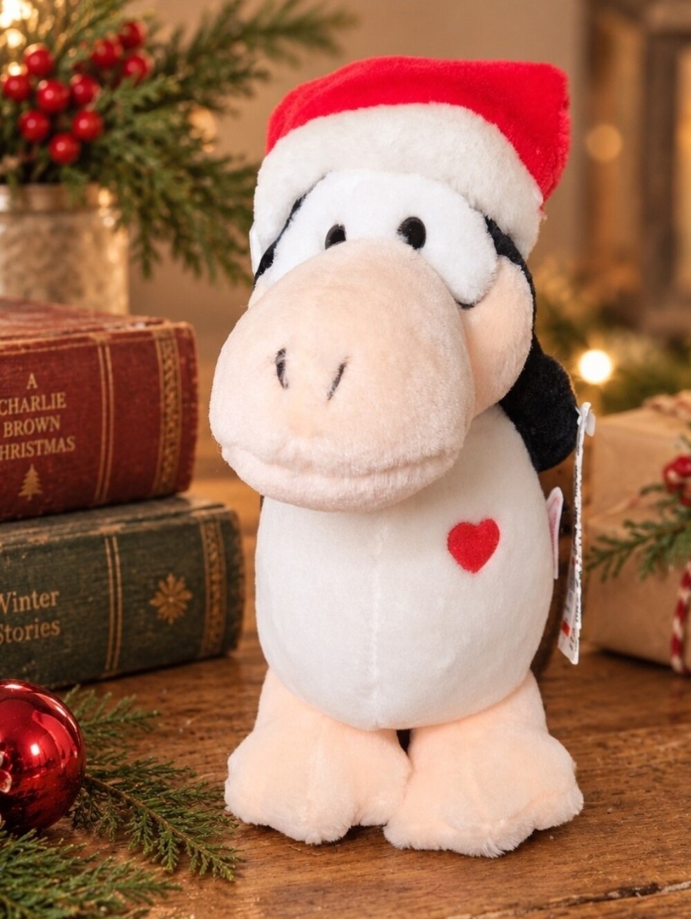 Vintage Dakin Opus Bloom County Holiday Friends Santa Plush Velvet Heart HTF
